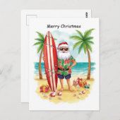 Surfing Christmas in July with SANTA CLAUS Postkarte (Vorne/Hinten)
