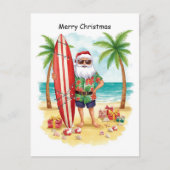 Surfing Christmas in July with SANTA CLAUS Postkarte (Vorderseite)