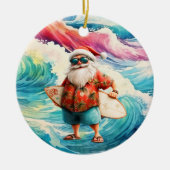 Surfing Christmas with Santa Claus surfer Keramik Ornament (Vorne)