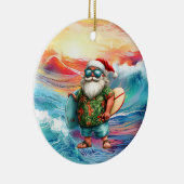 Surfing Christmas with Santa Claus surfer Keramik Ornament (Rechts)