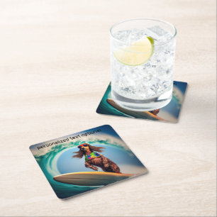 Surfing Dackel Drink Coasters Rechteckiger Pappuntersetzer