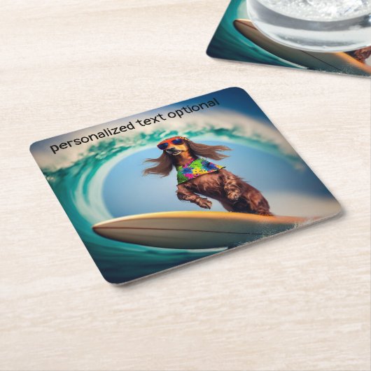 Surfing Dackel Drink Coasters Rechteckiger Pappuntersetzer (angewinkelt)