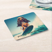 Surfing Dackel Drink Coasters Rechteckiger Pappuntersetzer (angewinkelt)