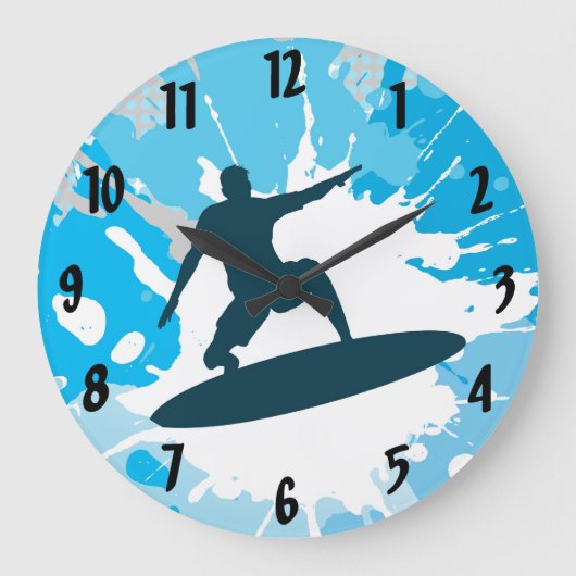 Surfing Design Wall Clock Große Wanduhr (Vorderseite)