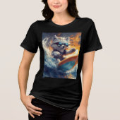 Surfing Dog in Sunglasses Illustration Tri-Blend Shirt (Vorderseite)