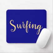 SURFING Elegante Script Deep Royal Blue Background Mousepad (Mit Mouse)
