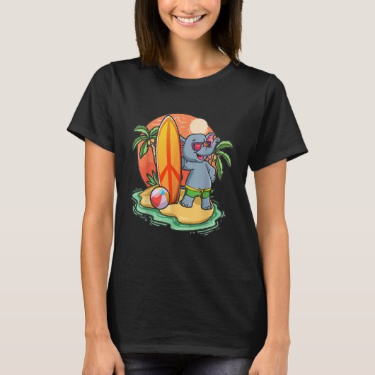 Surfing Elephant Beach Vacation Animal Graphic T-Shirt (Vorderseite)