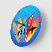 Surfing Evolution Runde Wanduhr (Winkel)