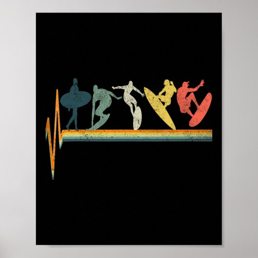 Surfing-Evolution-Vintage-Surfer-Geschenk-T-Shirt Poster (Vorne)