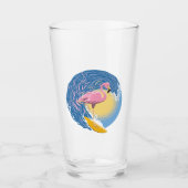 Surfing Flamingo Grafik Illustration Glas (Vorderseite)
