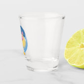 Surfing Flamingo Grafik Illustration Schnapsglas (Rechts)