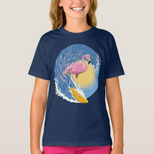Surfing Flamingo Grafik Illustration T-Shirt