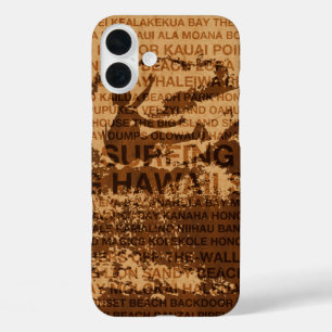 Surfing Hawaii Cutback Imitate Wood Surfer - Koa iPhone 16 Plus Hülle