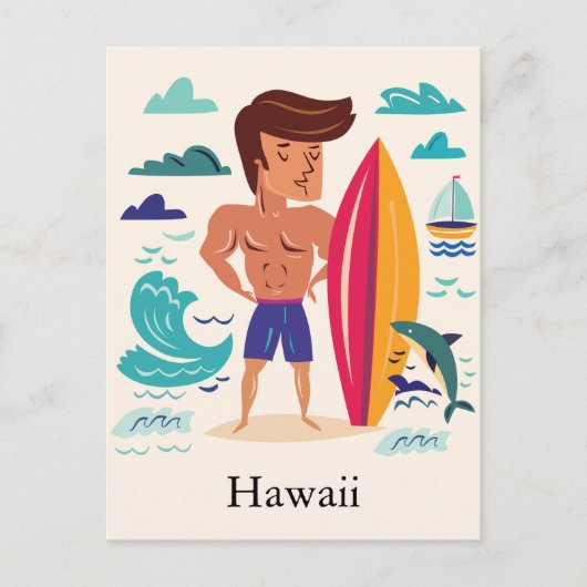 Surfing Hawaii Individuelle Name Postkarte (Vorderseite)