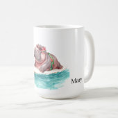 Surfing Hippo Bikini on surf board Kaffeetasse (VorderseiteRechts)