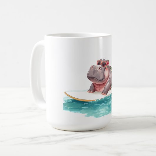 Surfing Hippo Bikini on surf board  Kaffeetasse (Vorderseite Links)