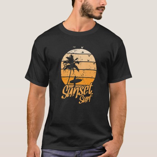 Surfing in the Twilight with Palm T-Shirt (Vorderseite)