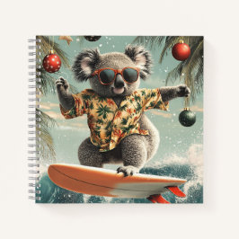 Surfing Koala in Hawaiian Shirt Notizblock