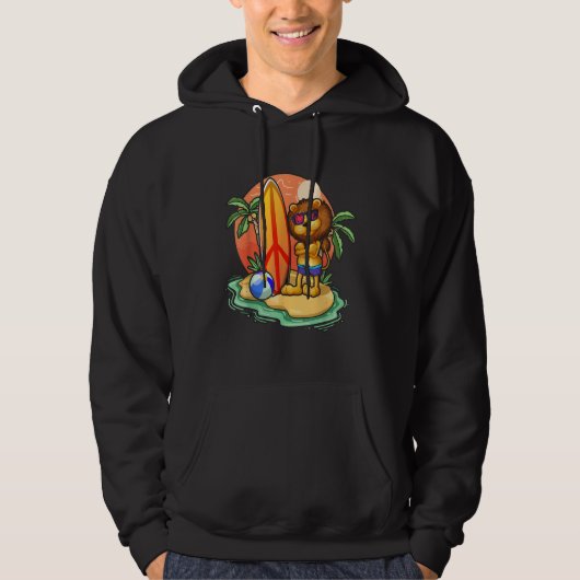 Surfing Lion  Beach Vacation Animal Graphic Hoodie (Vorderseite)