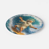 Surfing Moses funny biblical art party paper plate Pappteller (Schrägansicht)