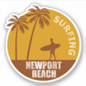 Surfing Newport Beach Aufkleber (Vorderseite)
