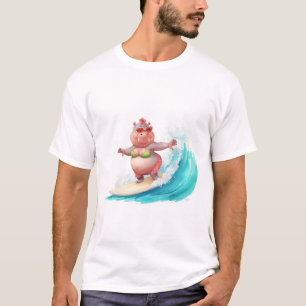 Surfing Nilpferd Weihnachten Bikini Nilpferd T-Shi T-Shirt