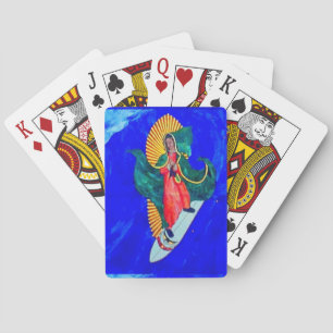 Surfing Nun on Blue Wave Playing Cards Spielkarten