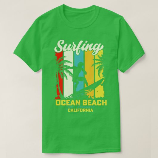 Surfing Ocean Beach San Francisco Kalifornien T-Shirt (Design vorne)