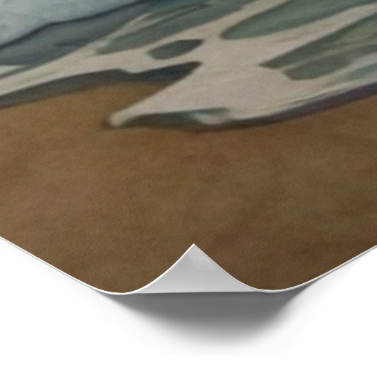 Surfing Ocean Waves Sommersonnenuntergang Morgengr Poster (Ecke)