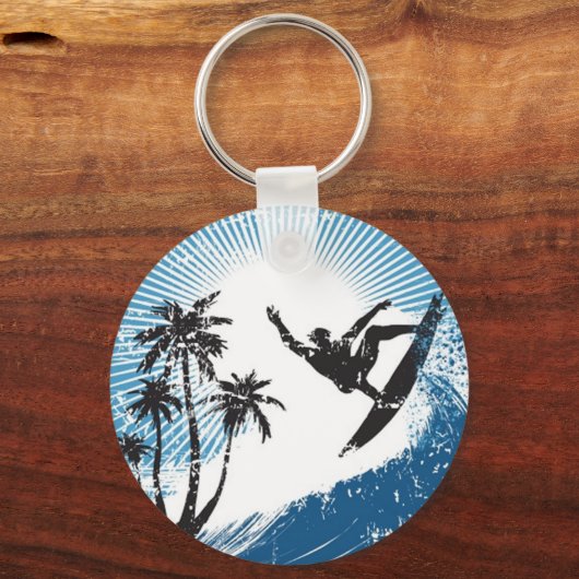 Surfing on the waves keychain schlüsselanhänger (Vorderseite)