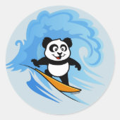 Surfing Panda Runder Aufkleber (Vorderseite)