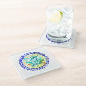 Surfing Poseidon Glasuntersetzer (Schrägansicht)