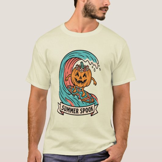 Surfing Pumpkin Beach Halloween T-Shirt (Vorderseite)