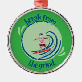 Surfing Santa BFTG Ornament Aus Metall