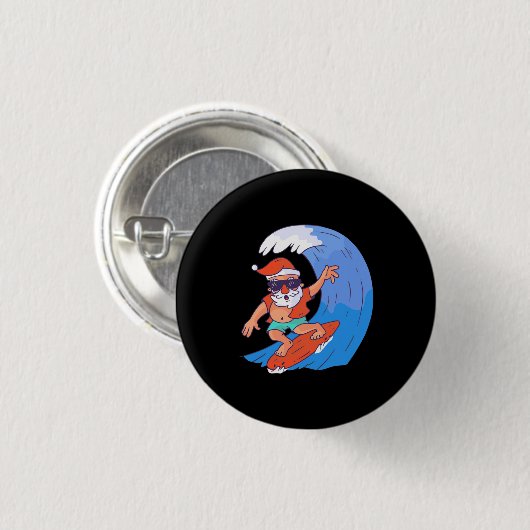 Surfing Santa Button (Vorne & Hinten)