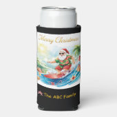 Surfing Santa Christmas in July Coastal Selters Dosenkühler (Seltzer Vorderseite)