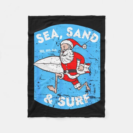 Surfing Santa - Christmas Surfboarding Santa Claus Fleecedecke (Vorderseite)