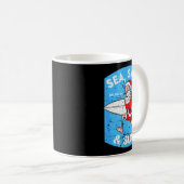 Surfing Santa - Christmas Surfboarding Santa Claus Kaffeetasse (VorderseiteRechts)