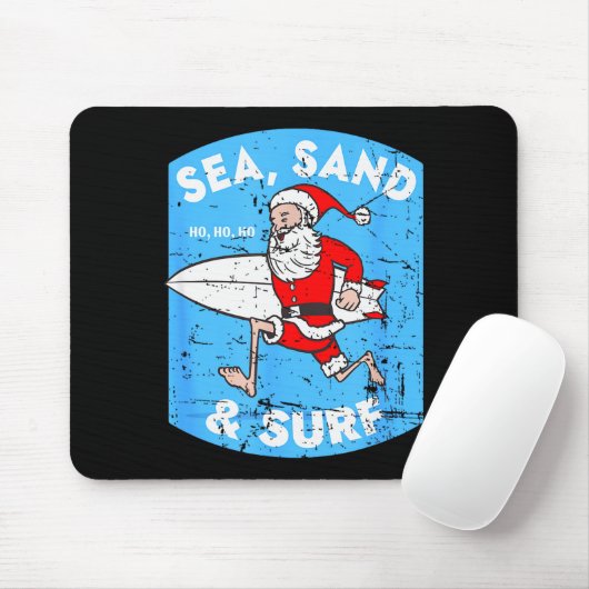 Surfing Santa - Christmas Surfboarding Santa Claus Mousepad (Mit Mouse)