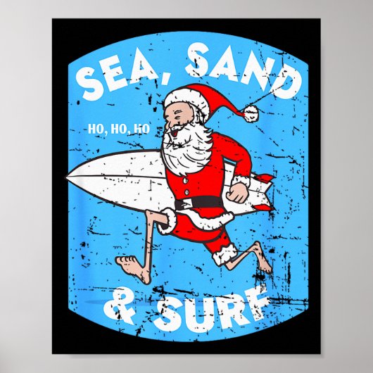 Surfing Santa - Christmas Surfboarding Santa Claus Poster (Vorne)