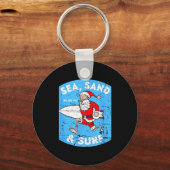 Surfing Santa - Christmas Surfboarding Santa Claus Schlüsselanhänger (Vorderseite)