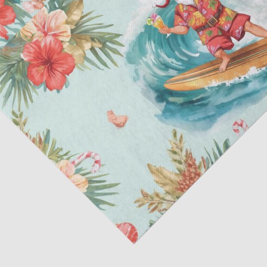 Surfing Santa Christmas Wrapping Paper Sheets Seidenpapier (Detail)