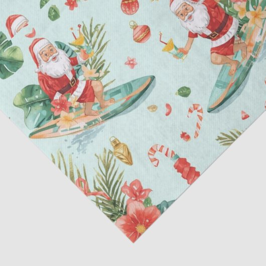 Surfing Santa Christmas Wrapping Paper Sheets Seidenpapier (Detail)