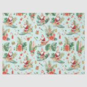 Surfing Santa Christmas Wrapping Paper Sheets Seidenpapier (Vorderseite)