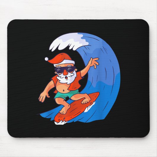 Surfing Santa Claus Christmas X-mas Gift Mousepad (Vorne)