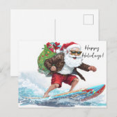 Surfing Santa Feiertagspostkarte (Vorne/Hinten)