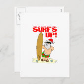 Surfing Santa Feiertagspostkarte (Vorne/Hinten)
