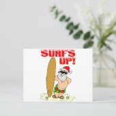 Surfing Santa Feiertagspostkarte (Stehend Vorderseite)
