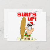 Surfing Santa Feiertagspostkarte (Vorne/Hinten)