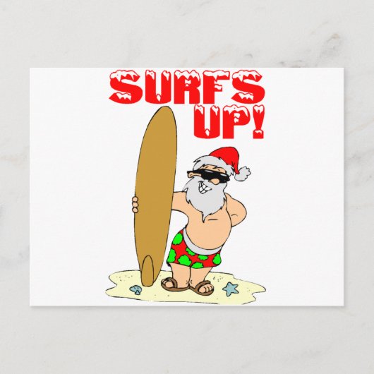 Surfing Santa Feiertagspostkarte (Vorderseite)